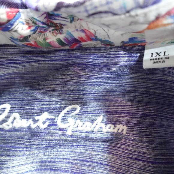 Robert Graham Shirt 1XL Blue Geometric Flip Cuff Scorpion Embroidery - Picture 3 of 9